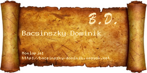 Bacsinszky Dominik névjegykártya